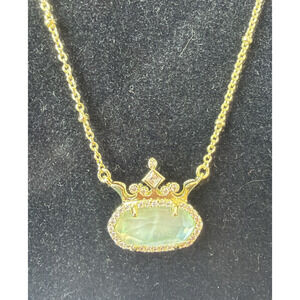 Disney x Kendra Scott Elisa Princess Gold Short Pendant Necklace Light Green New